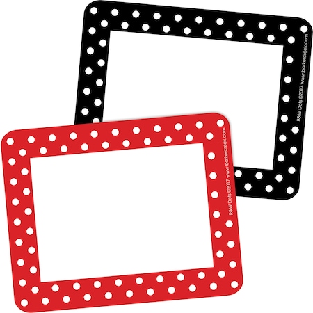 Barker Creek Dots Name Tags/Self-Adhesive Labels Set, 2 designs each of 45, 90/Set, PK90 1527